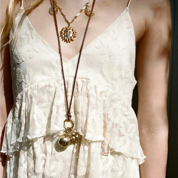 zara boho cream ruffled lace cami top - Picture 5 of 11
